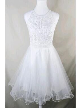 Eva Evening Gown 5210 White Embellished Bodice Formal Prom Gala Dress Women’s L